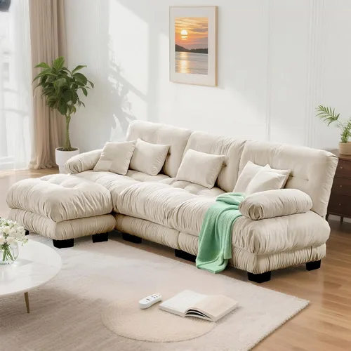 Miniatura 76 de SoarFlash Moderno sofá reclinable de terciopelo para sala de estar, sofá biplaza para apartamento, sofá de almacenamiento con marco de madera Azul