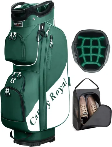 Bolsa para carrito de golf: divisor de 14 vías de longitud completa, ligera con asas enfriadoras, cubierta contra la lluvia y bolsa para zapatos de