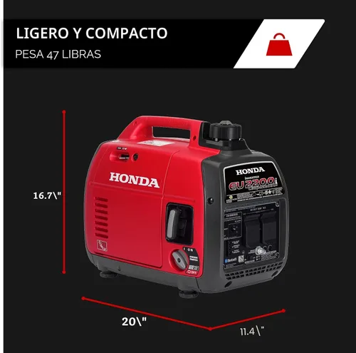 Miniatura 7 de Honda EU2200ITAN Generador inversor portátil súper silencioso de 2200 vatios y 120 voltios con CO-Minder