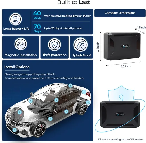 Miniatura 4 de SALIND 11 Rastreador GPS 4G - Rastreador en tiempo real para vehículos, automóviles, flotas, dispositivo LTE con magnético, tarjeta SIM de EE.UU.