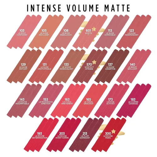 Miniatura 5 de L'Oréal Paris Colour Riche - Lápiz labial mate de volumen intenso, con ácido hialurónico para hasta 16 horas de comodidad durante todo el día, rosa
