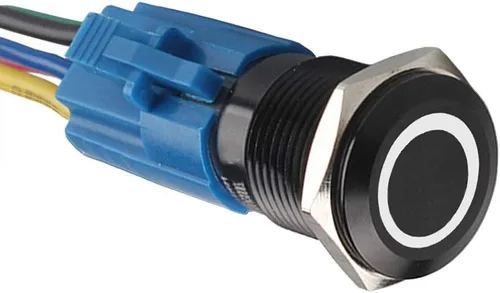 Miniatura 11 de Conexión a corriente con interruptor a botón con luz LED E Support™ de metal con forma ojo de ángel para autos de 16 mm 12V 3A, Verde