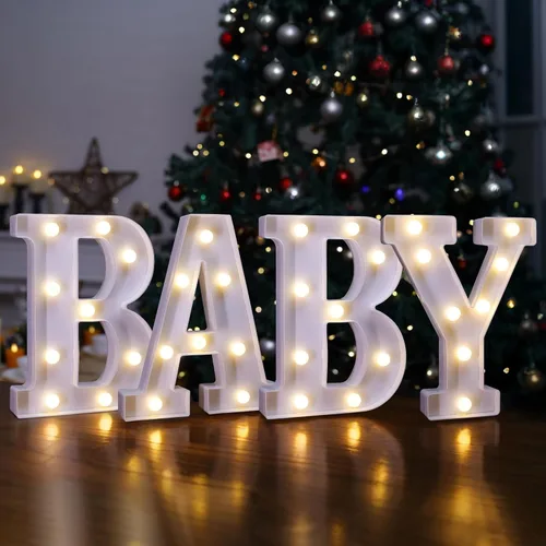 Miniatura 19 de Letras iluminadas para decoración de feliz cumpleaños, números LED alimentados por batería, letrero de número de marquesina para fiesta