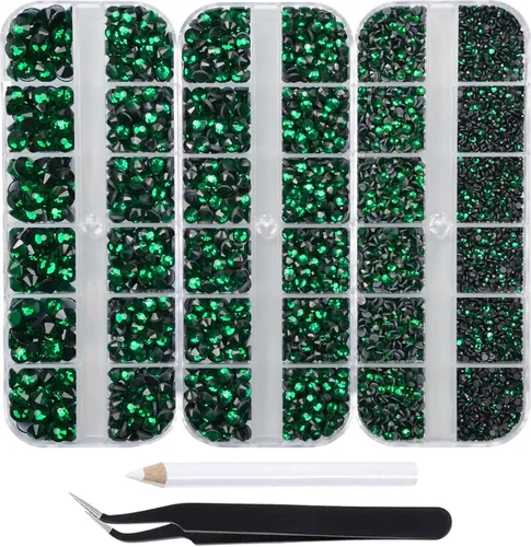Miniatura 17 de Massive Beads Más de 9500 diamantes de imitación termoadhesivos redondos de vidrio con parte trasera plana para hacer tú mismo con 1 pinza y 1 12