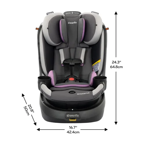 Miniatura 9 de Evenflo Revolve360 Slim Asiento de Auto Rotacional 2 en 1 con Cubierta de Limpieza Rápida (Sutton Morado)