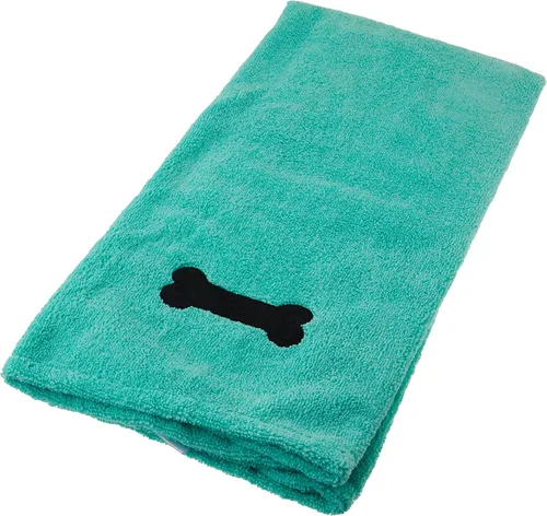 Miniatura 3 de Bone Dry Colección de toallas de aseo para mascotas, microfibra absorbente, XL, 41 x 23.5 pulgadas, color verde bordado Bordado verde