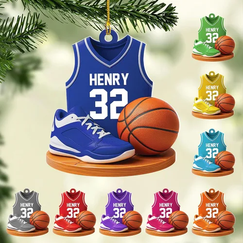 Miniatura 15 de Adorno Personalizado de Baloncesto 2025 - Adorno de Jugador de Baloncesto - Adornos de Árbol de Navidad de Baloncesto - Regalos de Jugador de Bkb 5