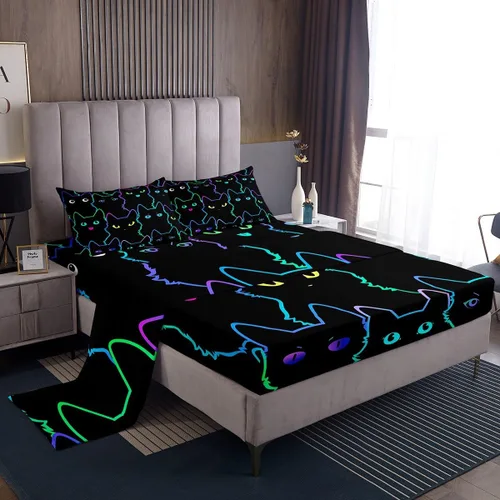 Miniatura 34 de Juego de sábanas de mariposa morada, tamaño Queen, con bolsillo profundo, galaxia mística, juego de ropa de cama de mariposa azul para niños, niñas