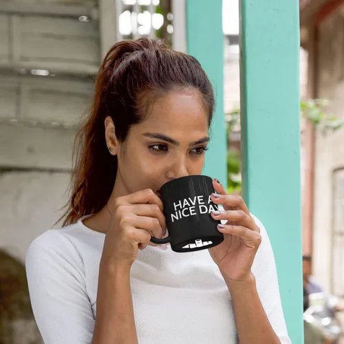 Miniatura 5 de Divertida taza de café para hombres y mujeres - Taza Have A Nice Day con dedo medio en el fondo Divertidos regalos de broma de elefante blanco