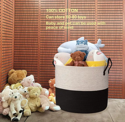 Miniatura 7 de Cestas de almacenamiento extra grandes de 21 x 18 pulgadas, cestas de cuerda ecológicas con tapa, cesta de manta para sala de estar con tapa, cestas