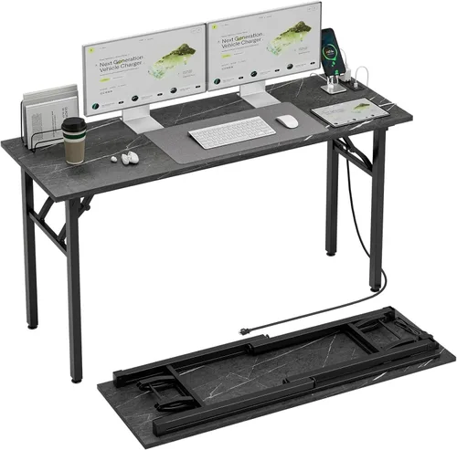 Miniatura 20 de TEMI Mesa de Computadora Pequeña Mesa Plegable - Escritorio de Oficina Plegable de 35.8", Sin Ensamblaje, Perfecto para Espacios Pequeños