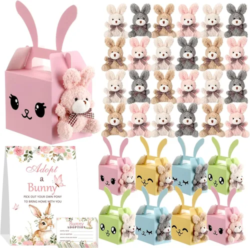 Miniatura 8 de Blueweenly Juego de 24 piezas de graduación de animales de granja, recuerdos de fiesta, mini juguetes de granja de felpa, tarjetas de adopción