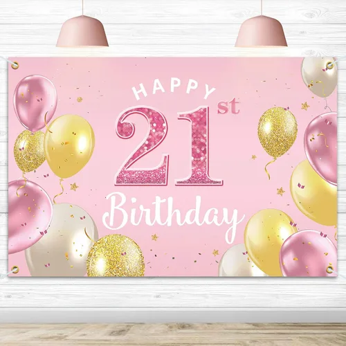 Miniatura 24 de Cartel de fondo de feliz 4º cumpleaños, suministros de decoración de fiesta de cumpleaños 4 para niñas, color rosa, 3.9 x 5.9 pies