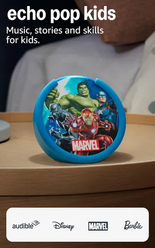 Miniatura 13 de Amazon Echo Pop Kids (modelo más reciente), Disfruta audiolibros apropiados para su edad, juegos interactivos y experiencias Alexa+ para crear