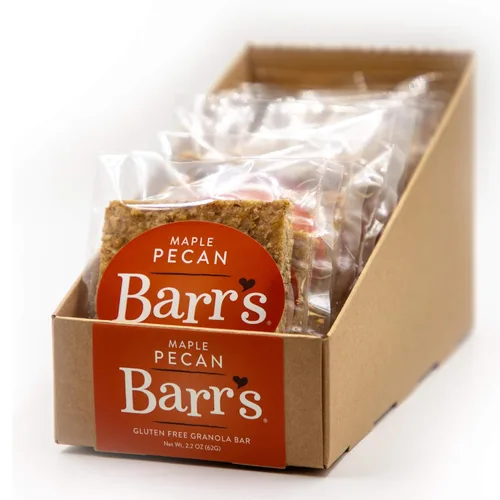 Mrs. Barr's Natural Foods Barras de granola | Nuez de arce | Avena orgánica certificada sin gluten | Textura suave | Lote pequeño | Calidad gourmet