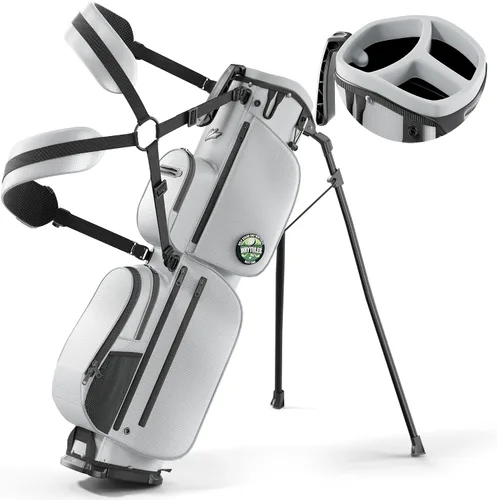 Bolsa de golf ligera de 3 vías, bolsa compacta de transporte/rango para 6 a 8 palos, asa superior, doble correa, múltiples bolsillos, ideal para