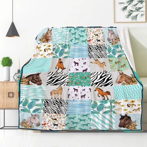 Miniatura 2 de Manta de caballo, regalo para niñas de 10 a 12 años, mujeres, adolescentes, manta de franela de forro polar, manta decorativa de caballos, manta