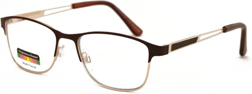 Miniatura 2 de Metal de las mujeres ninguna línea progresiva lente clara trifocal gafas de lectura con la capa antirreflectante Marrón