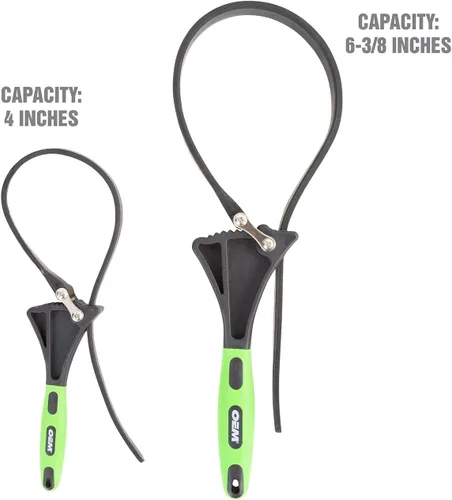 Miniatura 3 de OEMTOOLS Juego de llaves de correa de goma, 2 piezas ajustables para filtro de aceite para tuberías, grifos, abridor de tarros, herramienta
