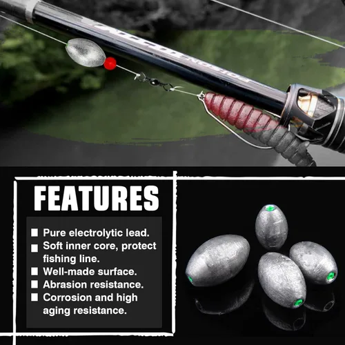 Miniatura 3 de AMYSPORTS Kit de pesos de pesca con plomo y huevo, pesos de caída, plomada, aparejos de fundición de agua salada, juego de fregaderos de pesca