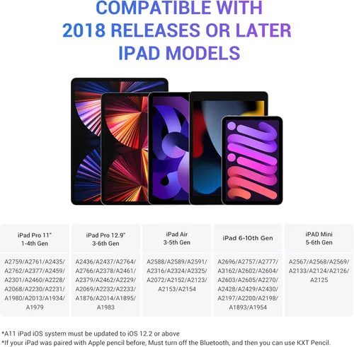Miniatura 2 de Lápiz capacitivo de rechazo de palma con sensibilidad inclinable para Apple iPad (2018 y posteriores) 6/7/8/9/10ª generación/iPad Pro 11/Pro 12.9
