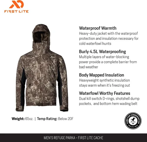 Miniatura 3 de First Lite Parka de refugio para hombre - Abrigo de caza de pato de camuflaje con aislamiento impermeable
