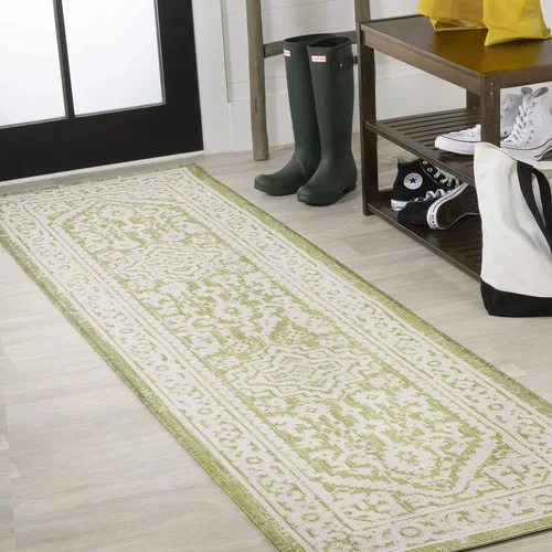 Miniatura 68 de Eyely BMS101D-28 - Alfombra de pasillo con textura de medallón de Santa Mónica Slesi, para interiores y exteriores, estilo costero, bohemio, Gris