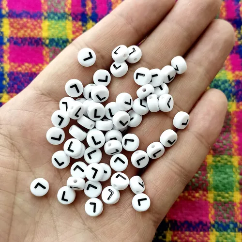 Miniatura 3 de Amaney - Cuentas de letras L, 100 piezas de 0.276 x 0.157 in, color blanco, redondo, acrílico, negro, alfabeto para hacer pulseras y joyas