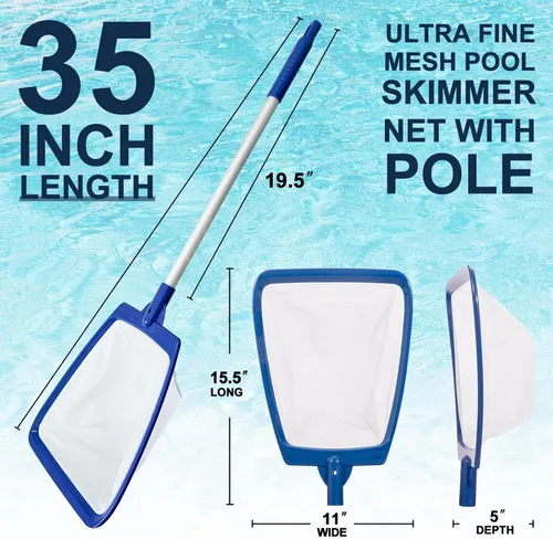Miniatura 2 de POOLAZA Red de desnatador para bañera de hidromasaje, malla fina con mango de aluminio extensible de 35 pulgadas, para bañera de hidromasaje