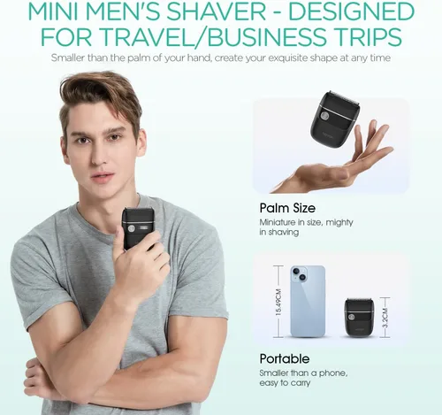 Miniatura 4 de VOYOR Afeitadora de papel de aluminio 2 en 1 doble para hombres, maquinilla de afeitar eléctrica portátil con maquinilla de afeitar recargable Negro