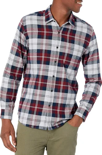 Miniatura 55 de Amazon Essentials Camisas de franela de manga larga para hombre, corte ajustado, a cuadros con botones