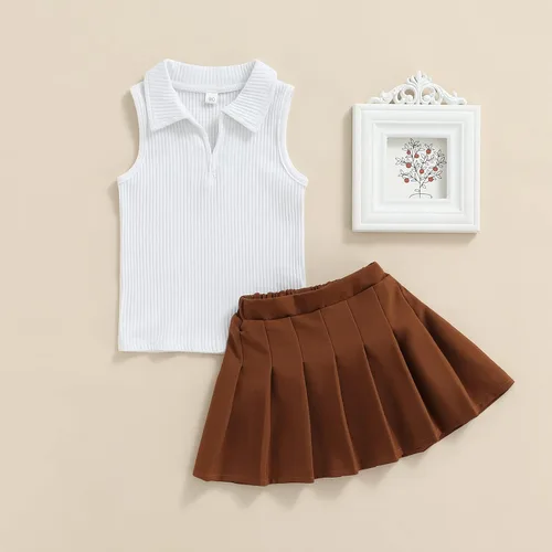 Miniatura 183 de TheFound Trajes de verano para niñas pequeñas, sin mangas, de punto acanalado, halter, pantalones cortos, ropa para recién nacidos, conjunto de 3