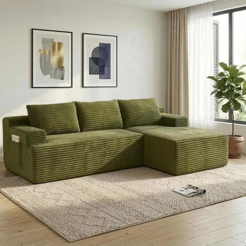 Miniatura 46 de Sofá modular Cloud de 108 pulgadas, moderno sofá deshuesado con otomana móvil, sofá modular de asiento profundo, sofás esquineros de pana para sala