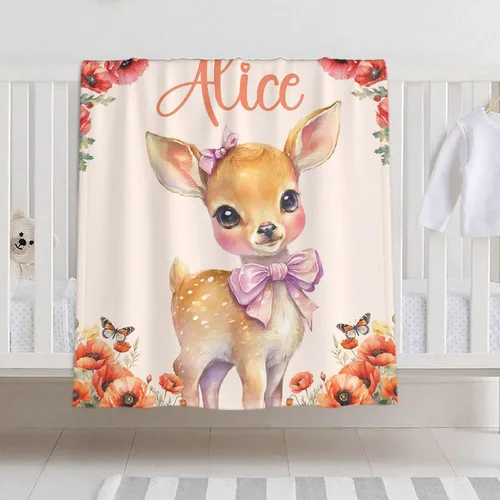 Miniatura 26 de Manta de bebé personalizada con nombre – Manta de león para niños pequeños, bebés, niños, ducha, recién nacidos – Cochecito de bebé, decoración