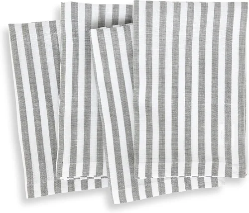 Miniatura 25 de Solino Home Amalfi - Manteles individuales a rayas, de 14 x 19 pulgadas, juego de 4 unidades, tela natural, lino europeo, 100 % lino puro, hechos a