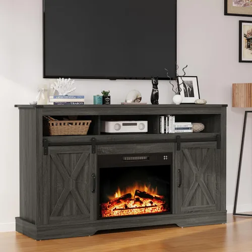 Miniatura 5 de Royalcraft - Chimenea eléctrica de 23 pulgadas para insertar en soporte de TV, chimenea eléctrica empotrada con llamas multicolores 3D