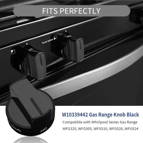 Miniatura 2 de W10339442 - Pomo de cocina de gas negro para cocina Whirlpool/estufa/horno, sustituye a WPW10339442, PS3507188 (paquete de 2)