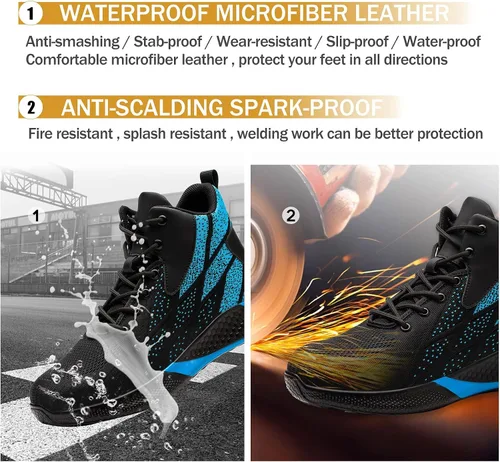 Miniatura 8 de ARCHINSERT Zapatos de punta de acero para hombres y mujeres, zapatos de seguridad indestructibles, resistentes al deslizamiento, puntera de acero