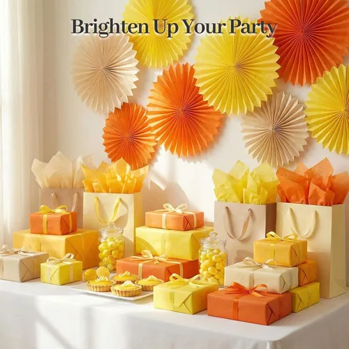 Miniatura 2 de Koogel 112 hojas de papel de seda naranja, papel de seda amarillo de 20 x 14 pulgadas para bolsas de regalo, manualidades, decoración de envoltura