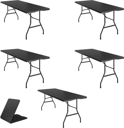 Miniatura 24 de BTEXPERT Juego de 2, mesa plegable de utilidad de 4 pies, ligera, altura ajustable, portátil, con asa de transporte, para interiores y exteriores
