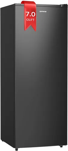 Upstreman - Congelador vertical de 7.0 pies cúbicos, congelador grande de pie color negro con 5 estantes ajustables, refrigerador/congelador