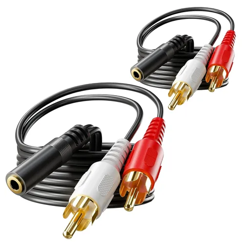 Miniatura 8 de VCE Cable divisor de audio estéreo macho de 0.138 in a RCA, paquete de 2, adaptador chapado en oro compatible con TV, teléfonos inteligentes, MP3