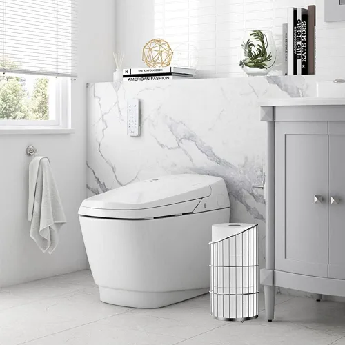 Miniatura 3 de Soporte de papel higiénico con almacenamiento de papel higiénico para baño, organizador de reserva de rollo de papel higiénico, dispensador A-negro