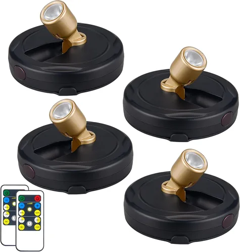 Miniatura 10 de HAMVIDNE Foco LED, luces de foto a batería, iluminación ascendente para interior, luces de disco con 2 controles remotos, luz de punto regulable