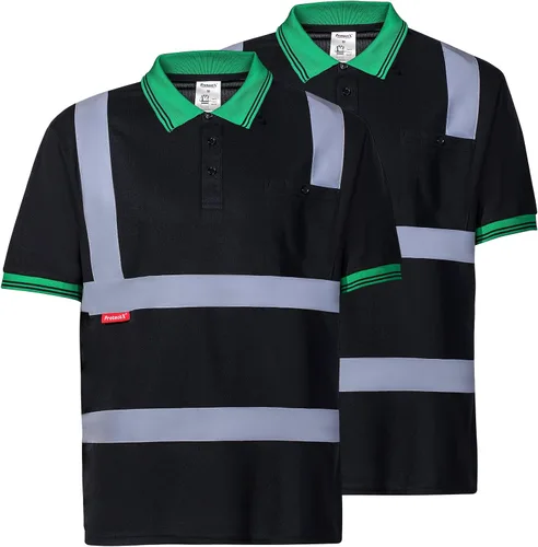 Miniatura 15 de ProtectX Camiseta de seguridad reflectante de manga corta de alta visibilidad, camisas de alta visibilidad transpirables resistentes para hombres