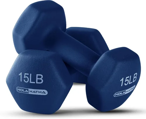 Miniatura 8 de HolaHatha Neoprene Dumbbell Weights Set w/Rack, Home Gym Equipment - Portable Weighted Exercise Dumbbells for Fitness, Training, and Lifting