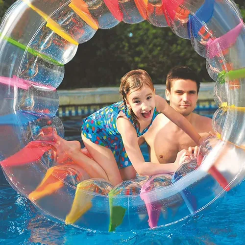 Miniatura 5 de MorTime Flotador de rodillo inflable, rueda de agua colorida de 40 pulgadas, juguete de rodillo de piscina para niños y adultos al aire libre