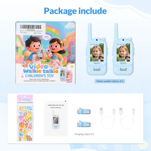 Miniatura 8 de Mafiti Juguetes para niños y niñas de 3, 4, 5, 6, 7, 8 años, mini video walkie talkies para niños, paquete de 2 unidades, recargable, rango de 1000