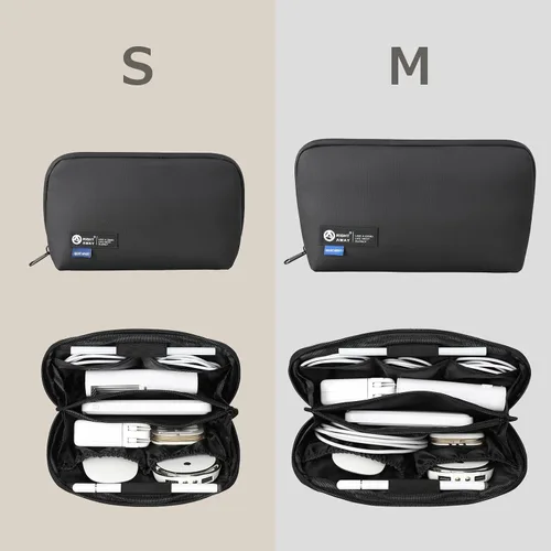 Miniatura 6 de RIGHT AWAY Bolsa de viaje para tecnología de viaje, funda impermeable para cables, organizador de electrónica, bolsa de almacenamiento para Negro