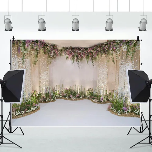 Miniatura 6 de Telón de Fondo de Boda de 5x3 pies para Ceremonia de Cuna, Fondo para Propuesta, Cortina de Flores, Telón de Fondo para Ceremonia de Boda, Telón